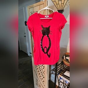 Mossimo Supply Co Red and Black Cat Silhouette Top